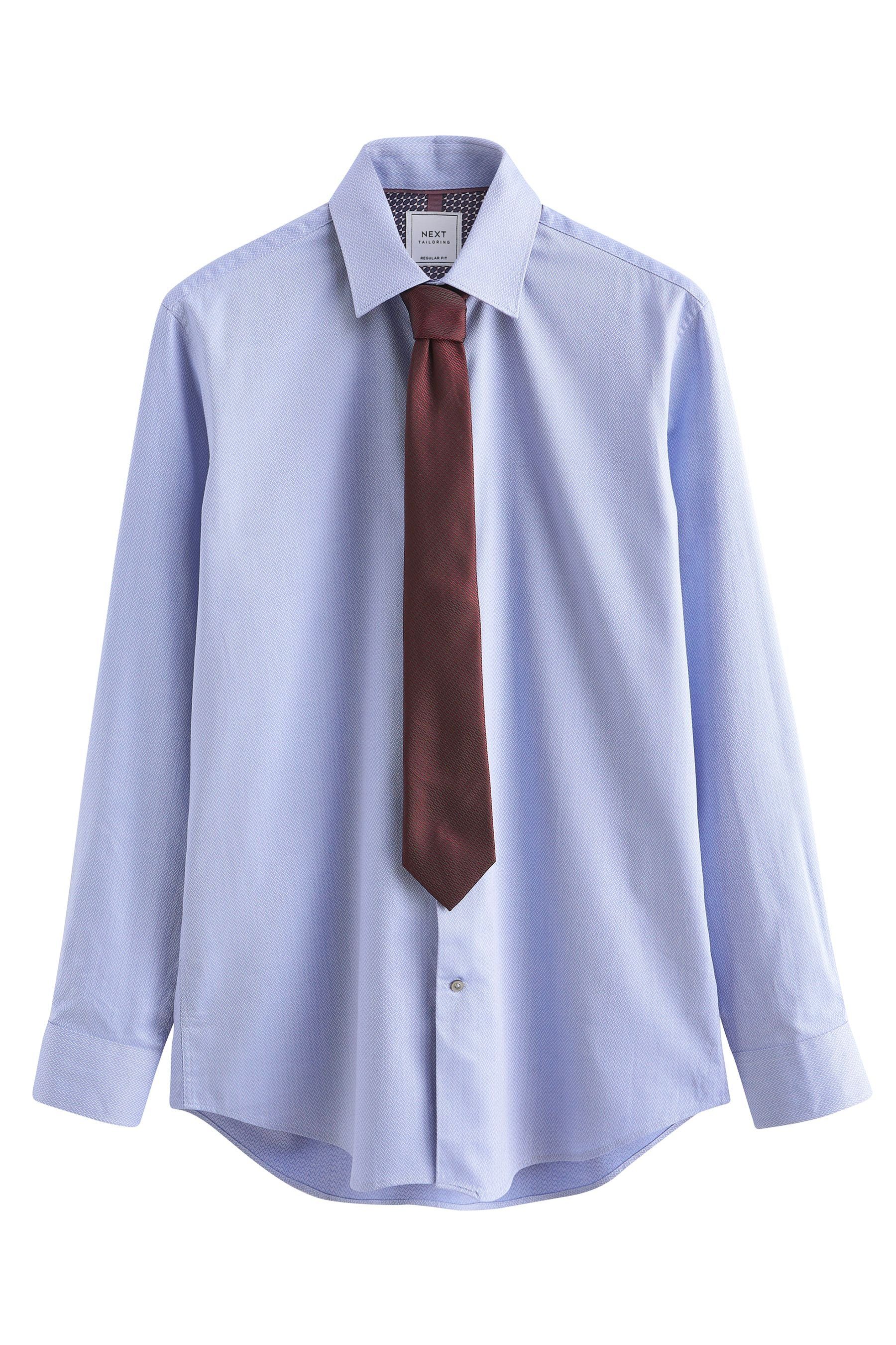 Next Langarmhemd Hemd mit Sportmanschetten und Krawatte im Set (2-tlg)