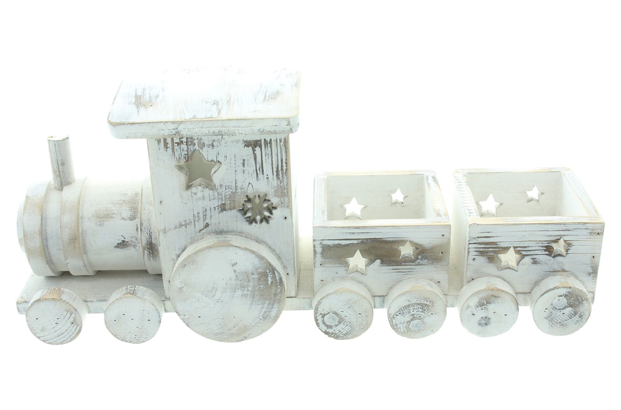 Dekoleidenschaft Dekofigur Weihnachtszug "Shabby White" aus Holz, 40 cm lan günstig online kaufen