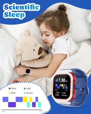 Cloudpoem Smartwatch (1,4 Zoll), Kinder Fitnessuhr ohne SIM Spo2 Spiele IP68 Wasserdicht 6-12 Jahre Uhr