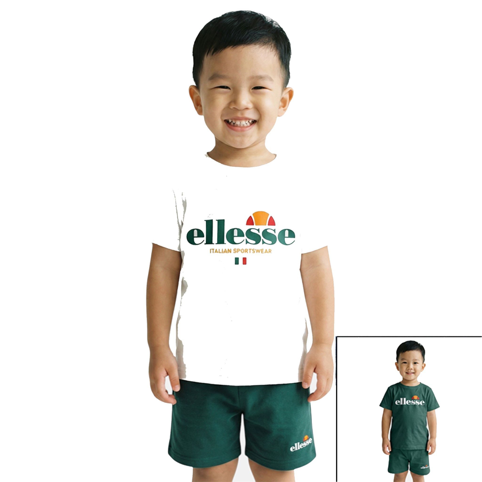 Ellesse Shirt & Hose ellesse Kinder Sportanzug 3-Teiler Set T-Shirts & Shorts 2-14 Jahre (Set, 3 Teile 2 T-Shirts + kurze Hose) Kinder Sportset 2 - 14 Jahre 2 T-Shirts + Shorts Sporthose
