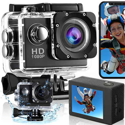 Retoo Action Cam Sport Aktion Wasserdicht Kamera HD 1080P Camcorder Action Cam (Sportkamera Bedienungsanleitung auf Deutsch Originalverpackung, Haltbarkeit und Haltbarkeit, Hohe Bildqualität, Kompakt und tragbar)