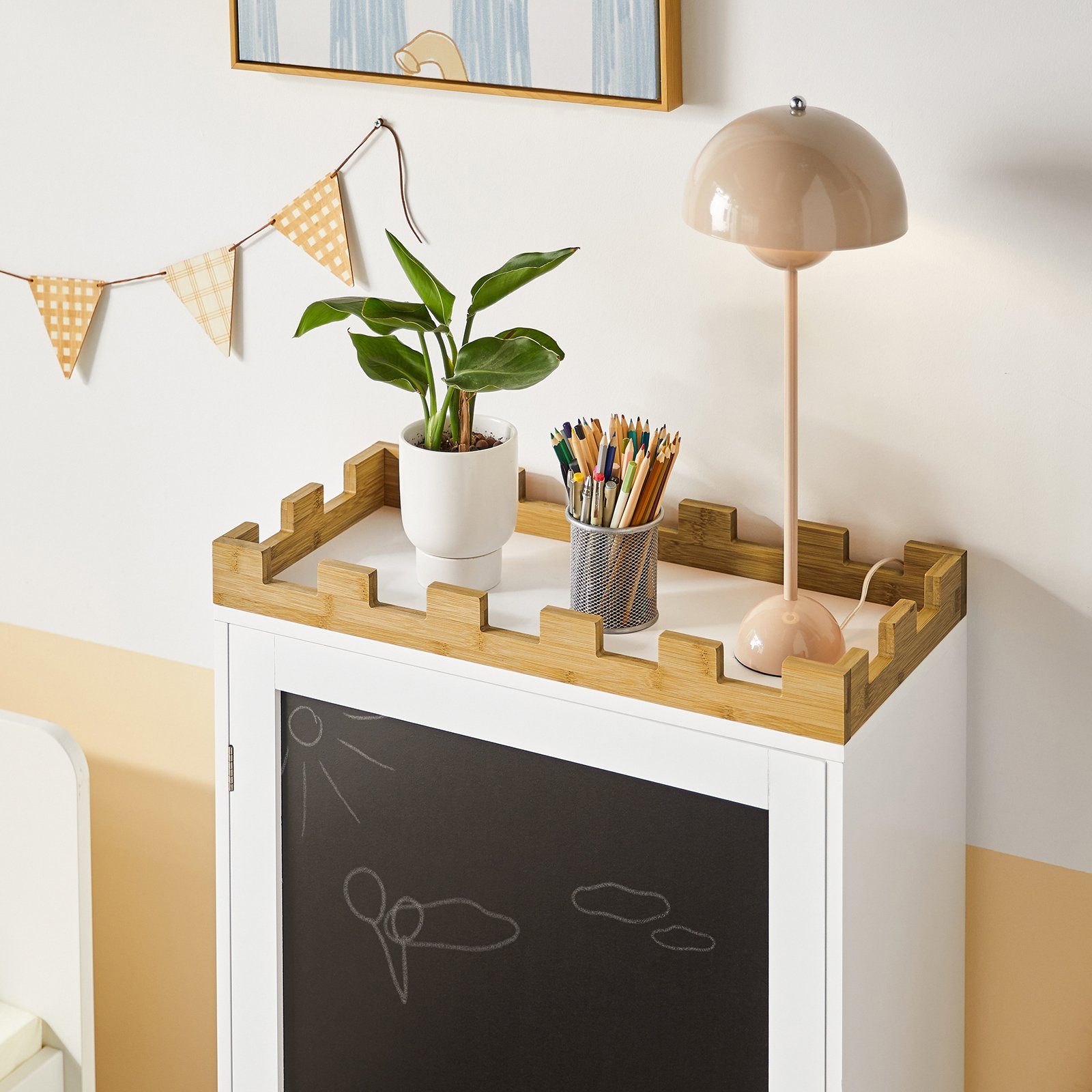 SoBuy Bücherregal KMB43, Kinderregal mit Tafel Kinder Bücherregal Spielzeugregal