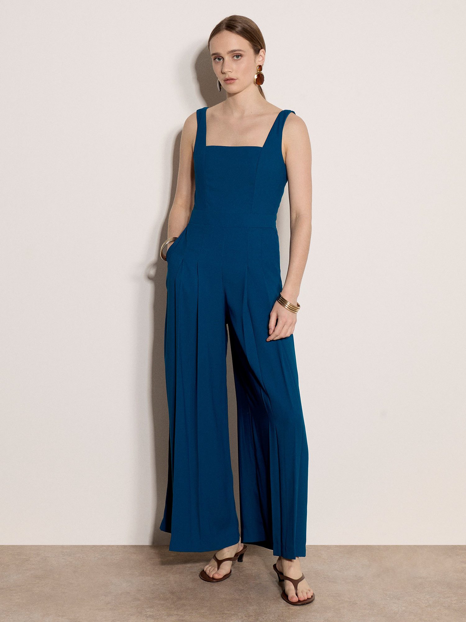 Apricot Jumpsuit Jumpsuit aus Crêpe mit weitem Bein