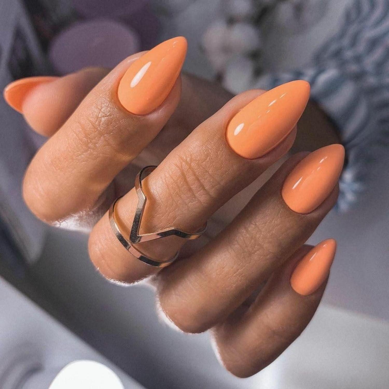 LuxusKollektion Kunstfingernägel Acrylnägel PressOn Fingernägel FullCover Mandel 30 Orange