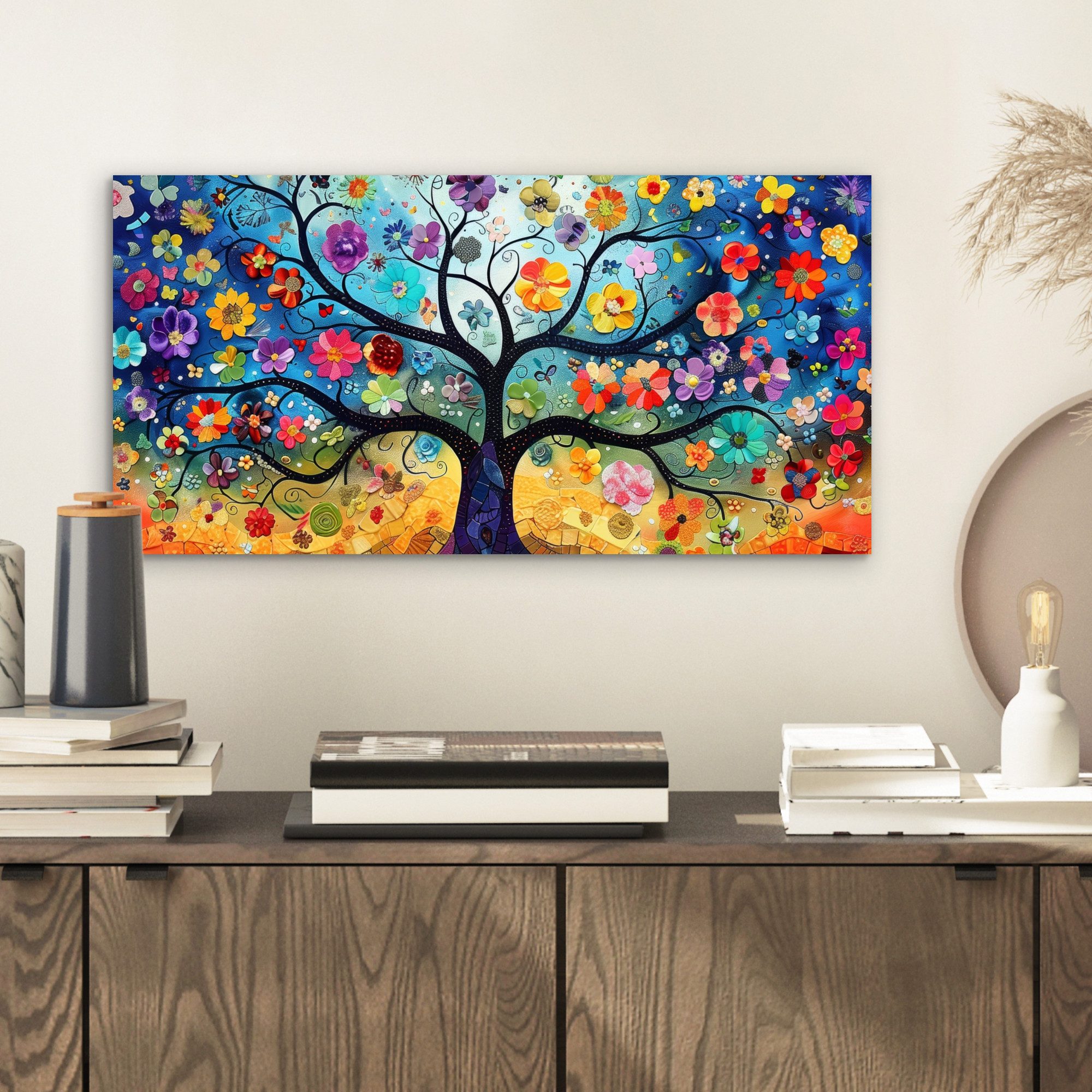 MuchoWow Metallbild Baum - Bunt - günstig online kaufen