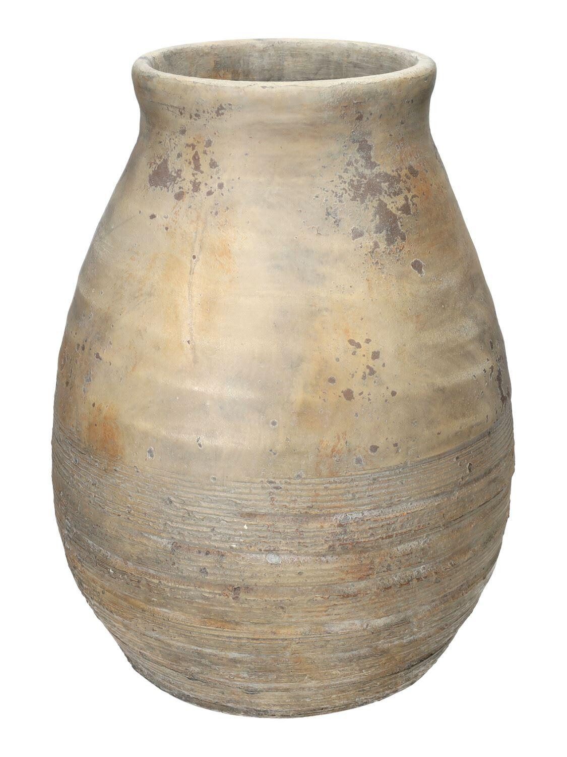 INNA-Glas Dekovase Blumenvase XANTHIPPE, aus Beton, mit Maserung, grau, 44cm, Ø33cm