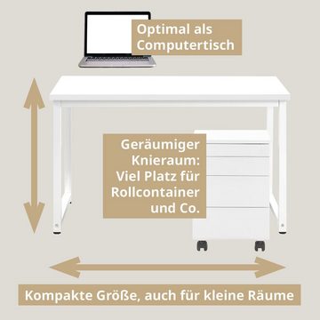 SVITA Schreibtisch UNI (1-St., 1 Tisch), 120x60 (bxT), Arbeitstisch, Metall-Gestell, Weiß