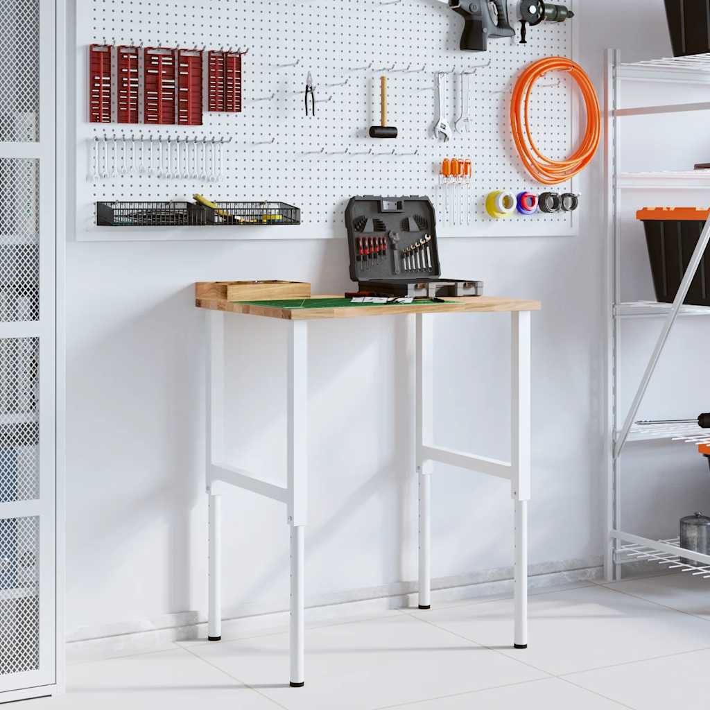 vidaXL Werkbank Werkbank 80x60x(71,5-98) cm Massivholz Eiche, (1-tlg)