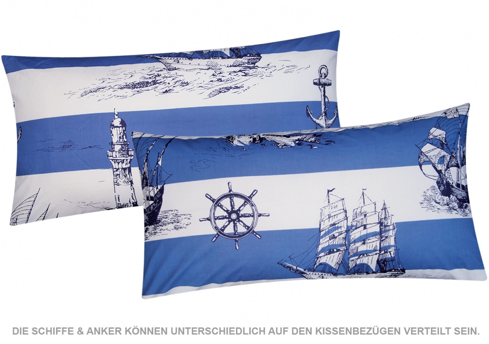 Heubergshop Kissenbezug, (2 Stück), 2er Set 40x80cm - Anker Schiff Leuchttu günstig online kaufen