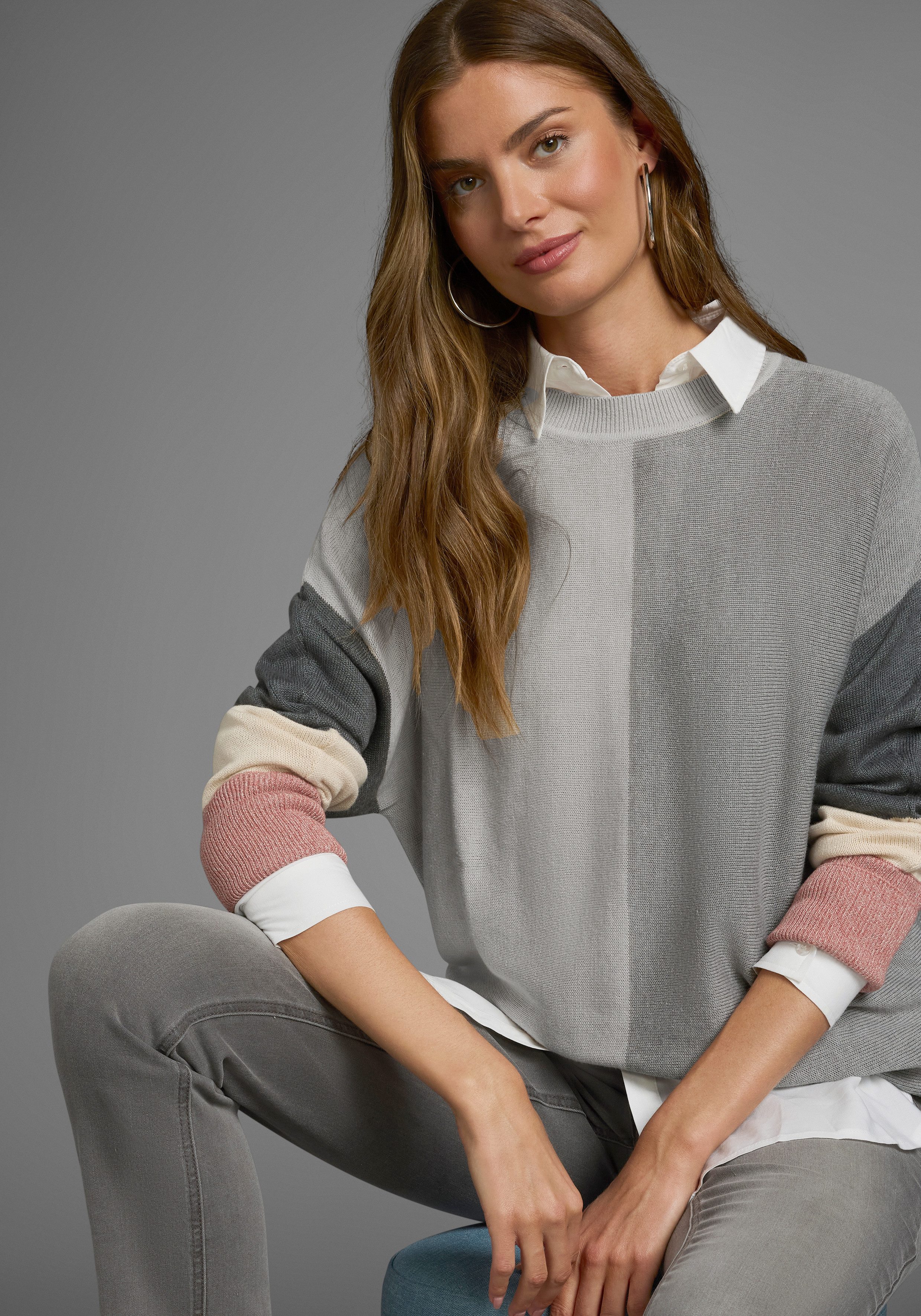 Boysen's Rundhalspullover mit modischem Pastel-Colorblocking günstig online kaufen