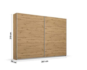 freiraum Schwebetürenschrank Aurelia in Eiche Artisan - 261x210x59 (BxHxT)