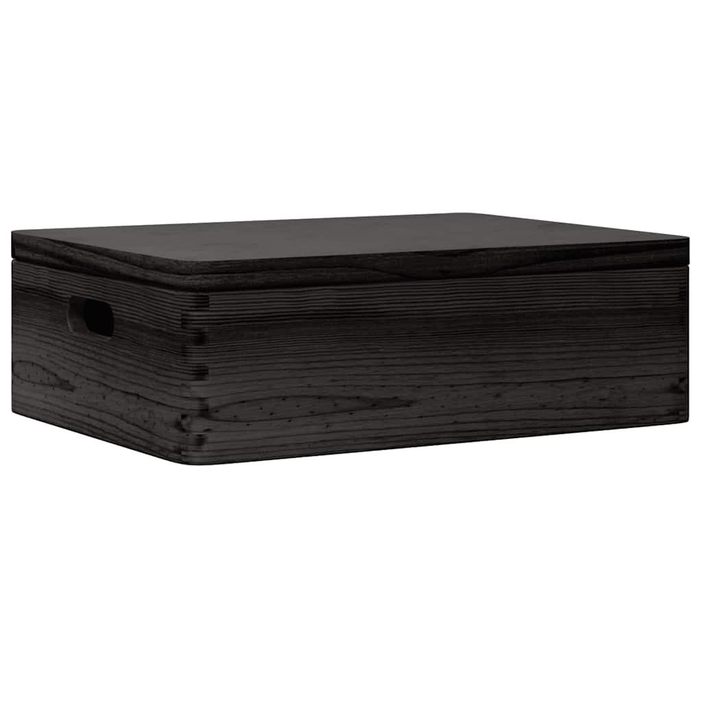 vidaXL Aufbewahrungsbox 40 x 30 x 13 cm Holzkiste mit Deckel und Griffen Schwarz 40x30x13 cm M
