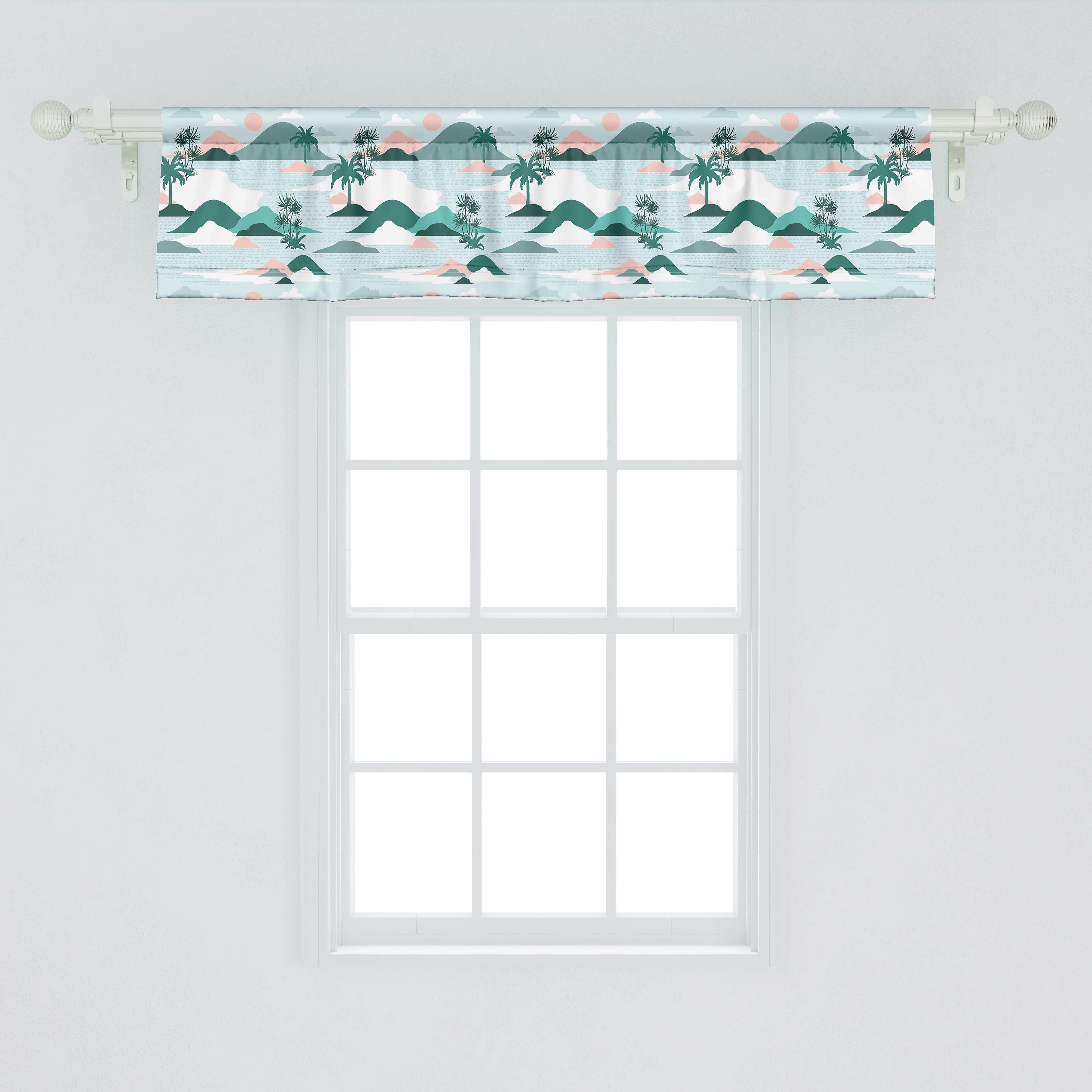 Scheibengardine Vorhang Volant für Microfaser, Stangentasche, Küche Dekor Abakuhaus, Papier-Schnitt-Art-Strand-Kunst Schlafzimmer mit Hawaii