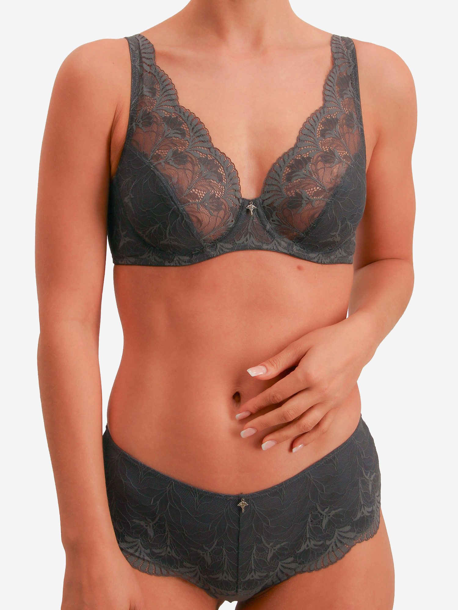 JOOP Bügel-BH "Beautiful" florale Cornflower-Spitze, glänzende Microfaser, günstig online kaufen