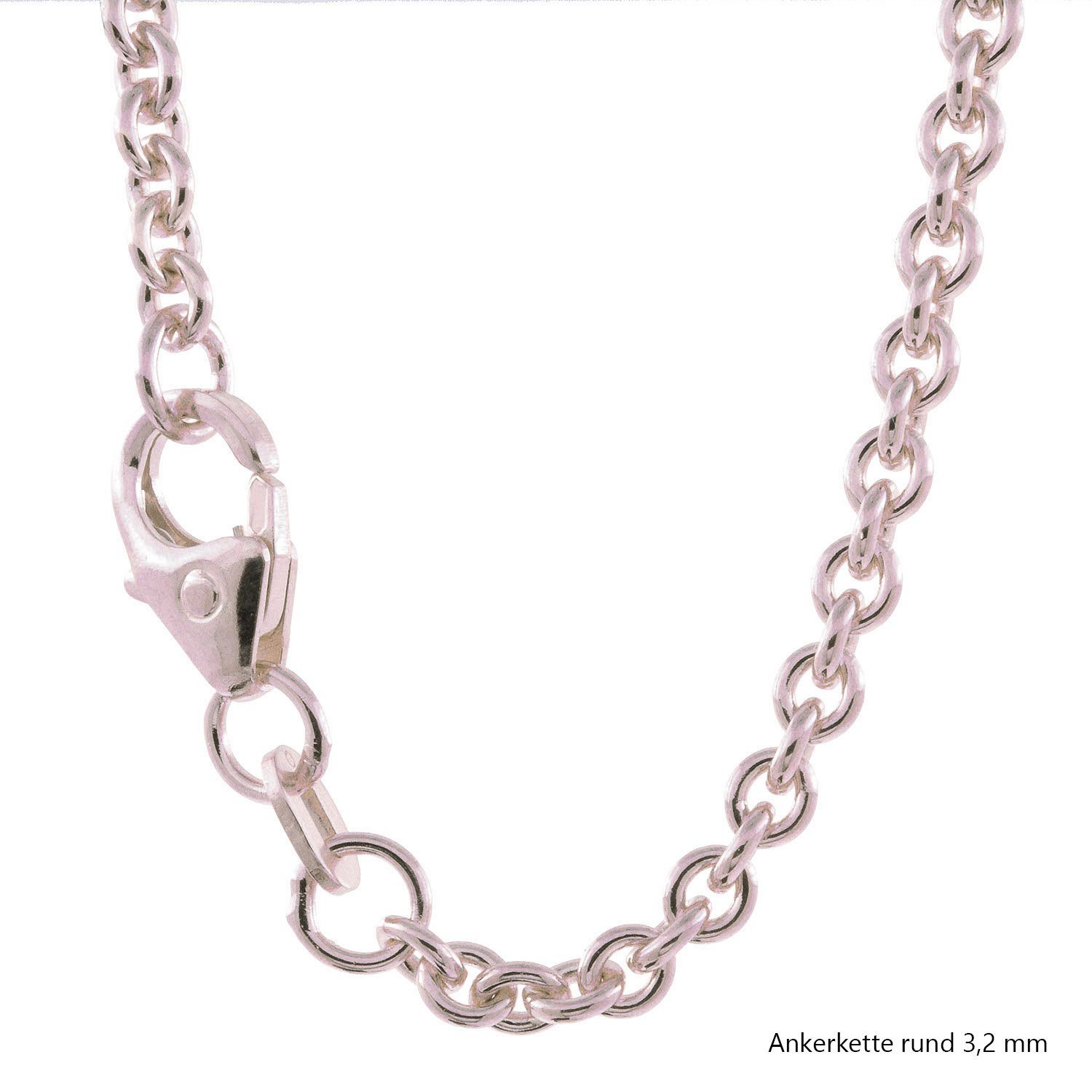 HOPLO Silberkette Silberkette Ankerkette Länge 50cm - Breite 3,2mm - 925 Silber, Made in Germany – Bild 2 von 5