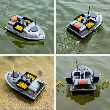 Tidyard RC-Boot GPS Fischerköderboot,3 Köderbehälter,500M,5200mAh,4,4 Pfund Köder, 16 beliebige Positionierungspunkte,LCD-Display der Fernbedienung