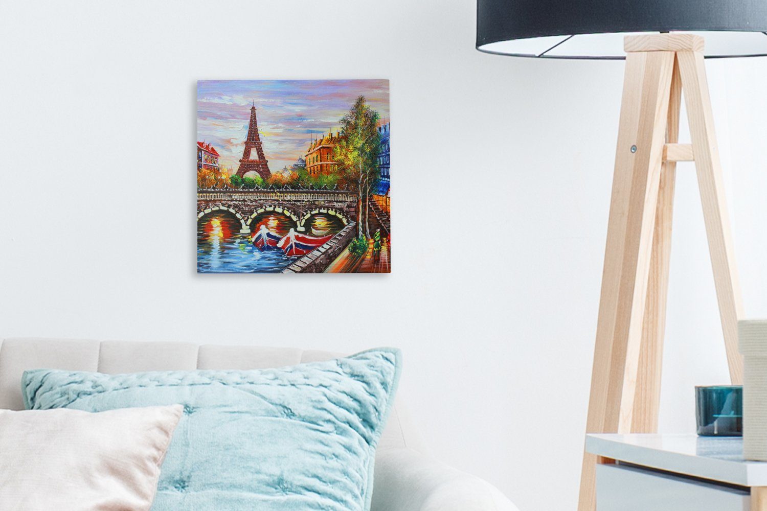 OneMillionCanvasses® Gemälde Gemälde - Öl - Leinwand (1 Eiffelturm Schlafzimmer St), Paris Wasser, Wohnzimmer - Bilder für 