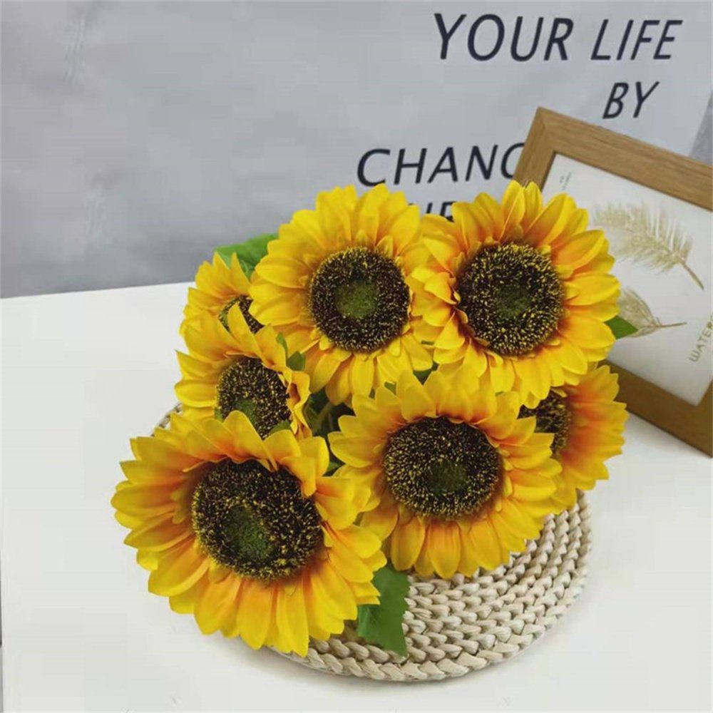 Kunstpflanze 7pcs Künstliche Blumen Sonnenblumen Deko für Hochzeit Plastik, L.Ru Sunflowers Kunstpflanzen UG, Hotel Kunstblumen Home Blumen Sonnenblumen Büro