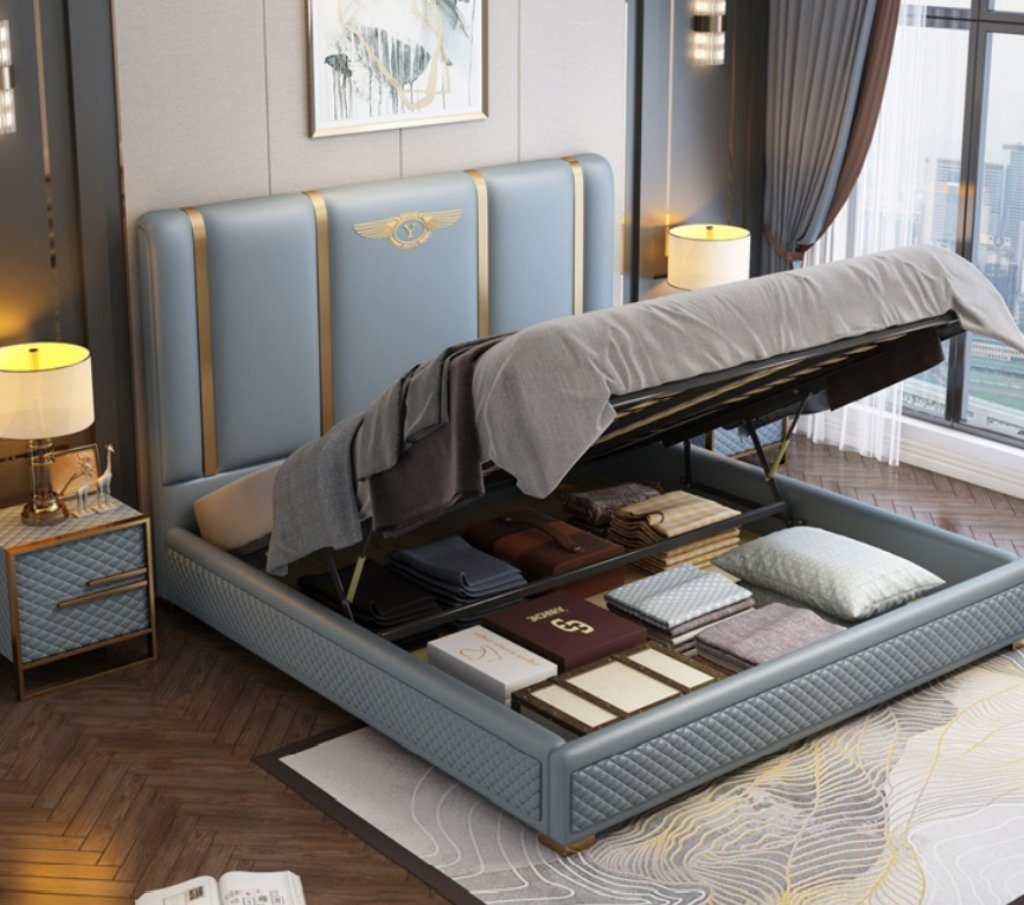 JVmoebel Bett, Bett Polster Design Luxus Metall Doppel Betten Ehe Schlaf Zimmer | Bettgestelle