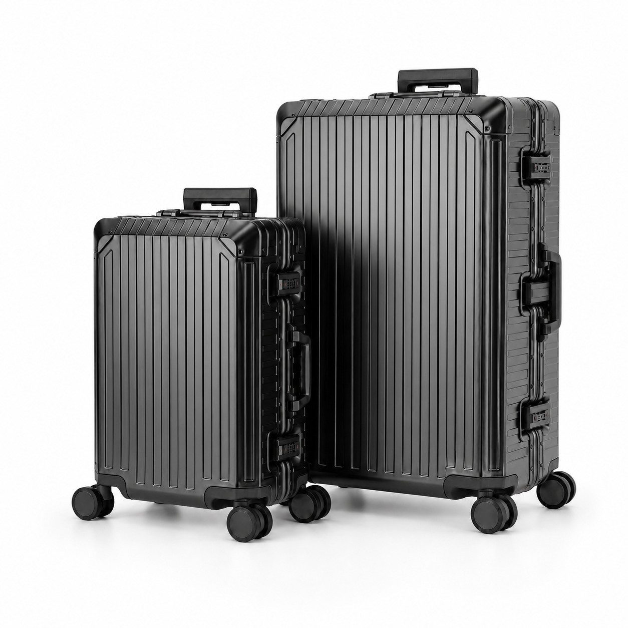 Travelhouse Kofferset 100% Aluminium TOKYO - verschiedene Farben, 4 Rollen, (2 tlg., S+XL), Zipperless - Kein Reißverschluss, TSA Zahlenschloss, Nassfach