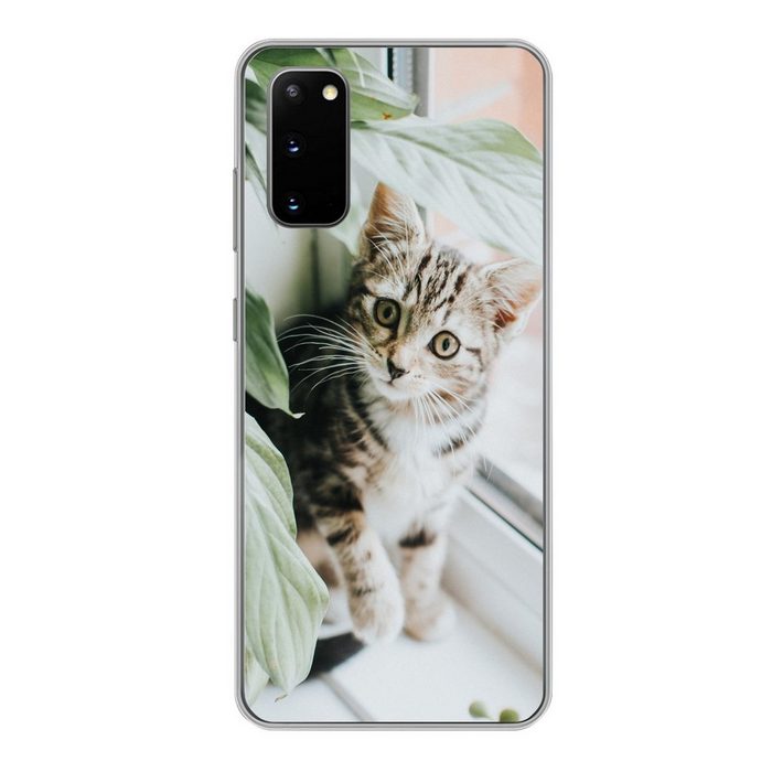 MuchoWow Handyhülle Katze - Kätzchen - Pflanzen Phone Case Handyhülle Samsung Galaxy S20 Silikon Schutzhülle