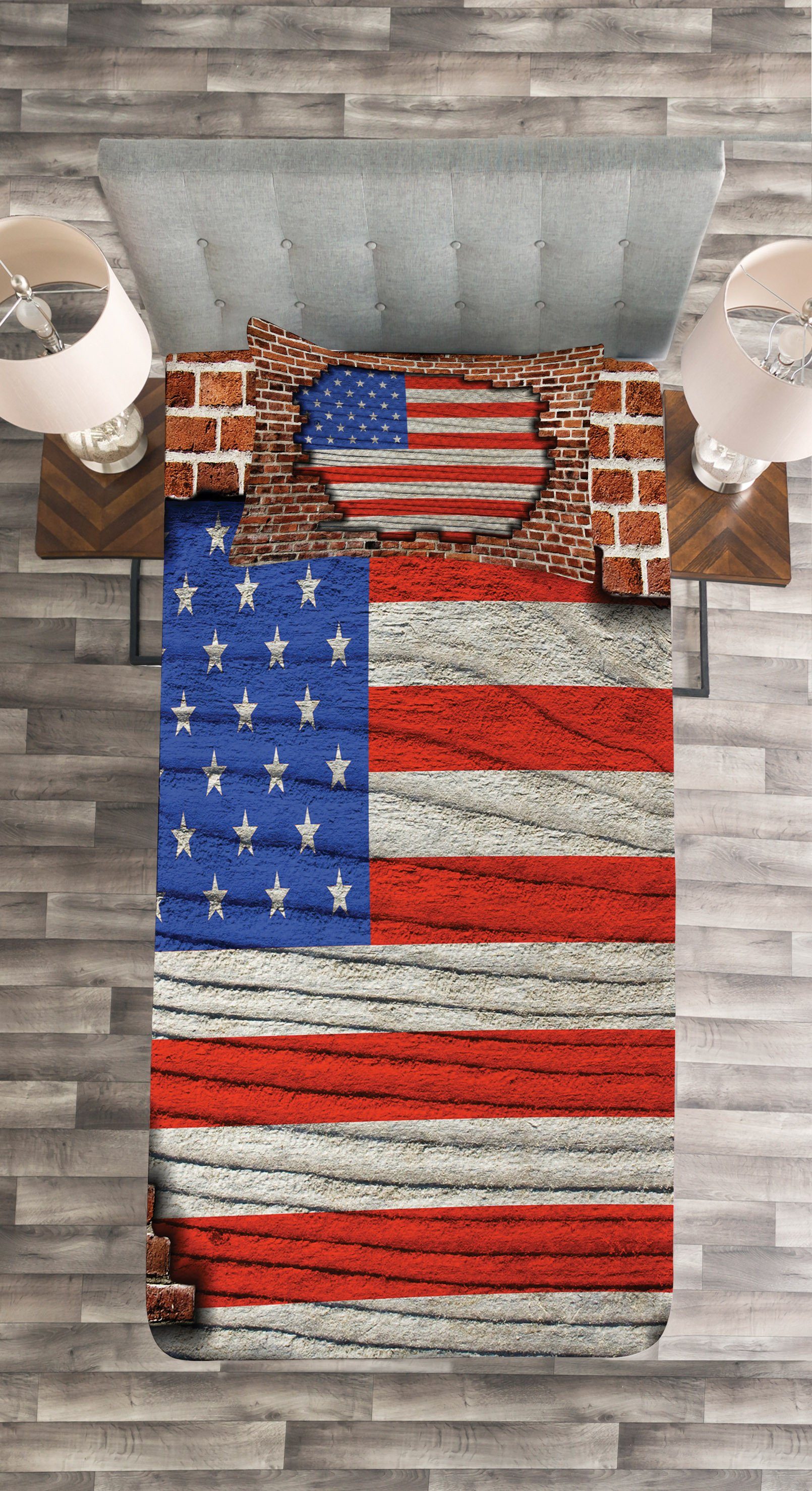 American Amerika Vereinigte Flag Staaten von Kissenbezügen mit Tagesdecke Abakuhaus, National Waschbar, Set
