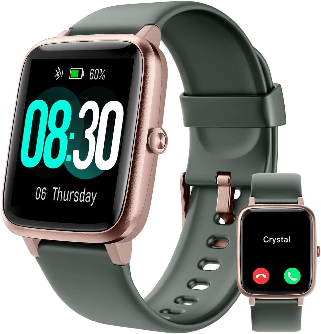 GRV FC1 Smartwatch (4,8 cm, android ios), Smartwatch mit Sporttracking, Benachrichtigungen, Schlaf & Puls