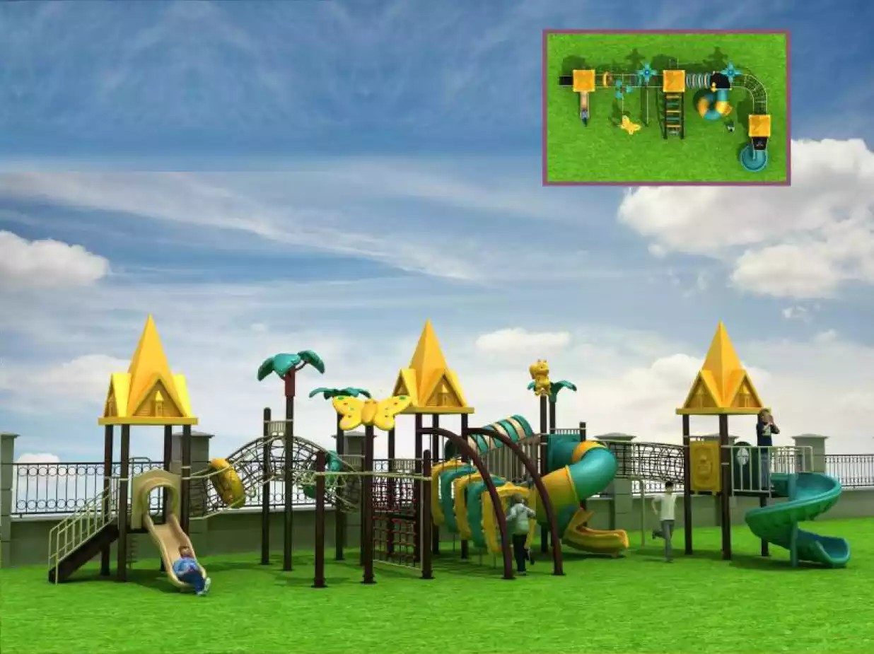 JVmoebel Spielturm Kinder Spielturm aus Stahl mit Rutsche und Kletterwand für draußen, Made in Europa