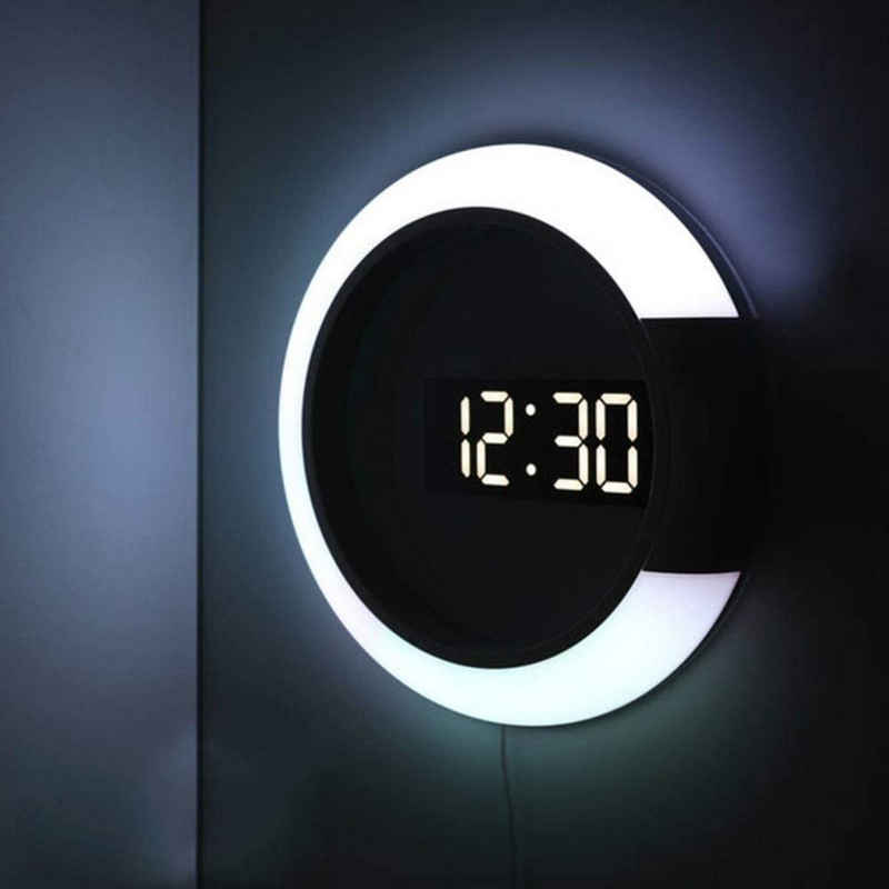 FeelGlad Wanduhr digital Uhr,Wanduhr modern,mit Fernbedienung,Dekoration Wohnzimmer (30,5 cm Durchmesser)