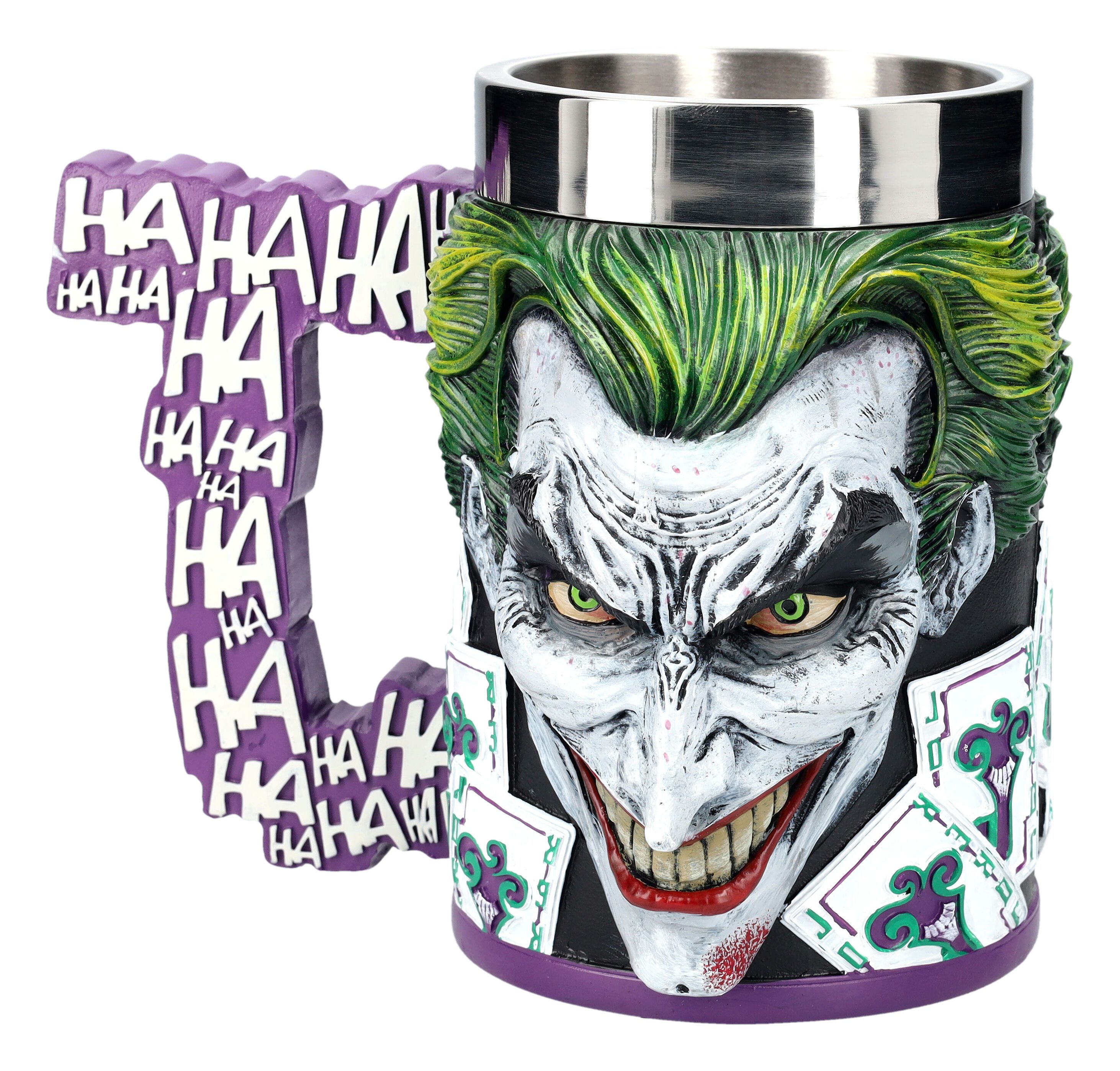 Figuren Shop GmbH Bierkrug Krug - The Joker - Batman Merchandise Dekoration 600ml Bierkrug, Kunststein (Polyresin), Edelstahl
