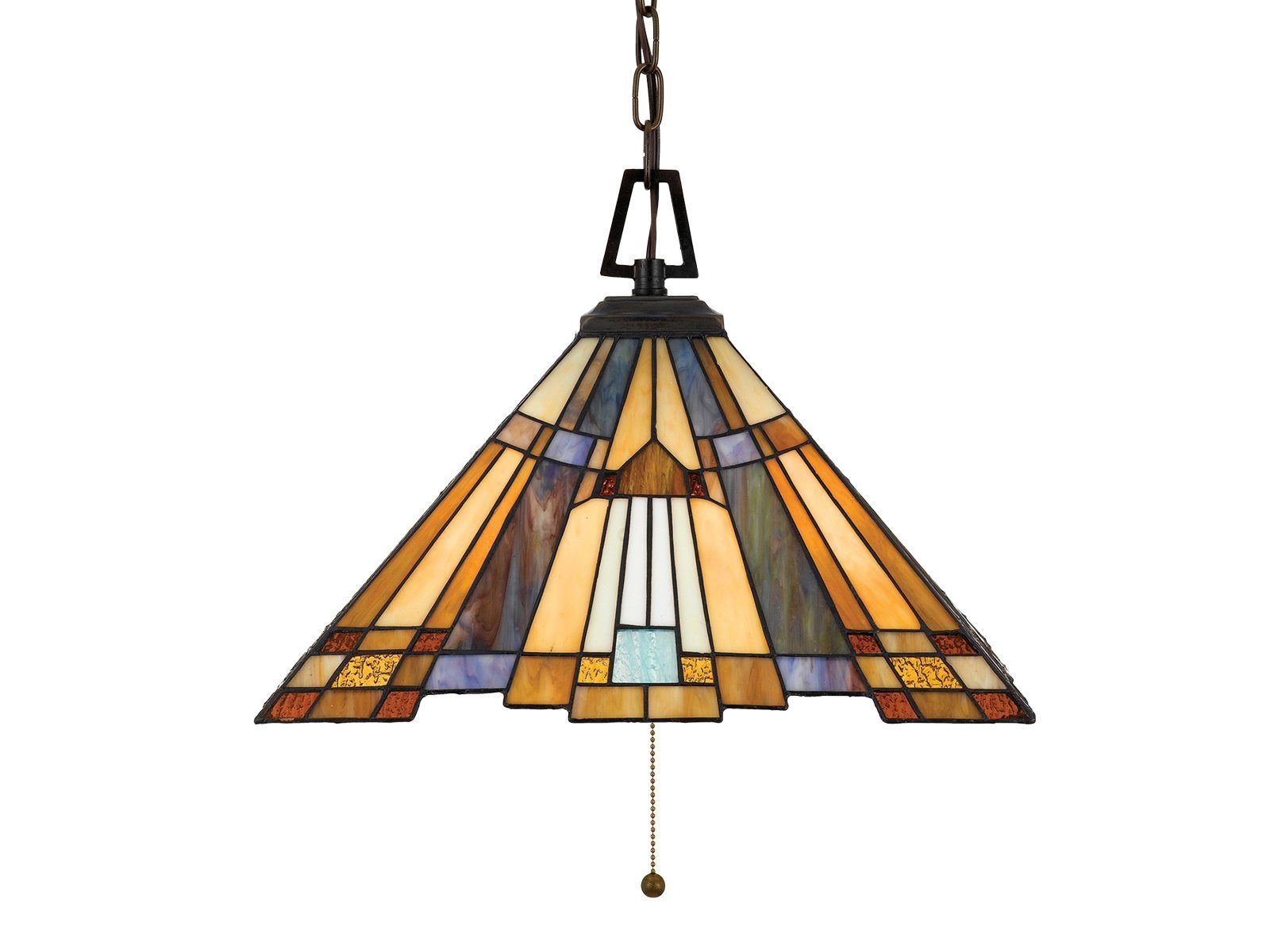 QUOIZEL LED Pendelleuchte, LED wechselbar, warmweiß, Tiffany Lampe Landhaus-stil für über-n Esstisch & Couchtisch, Ø43cm