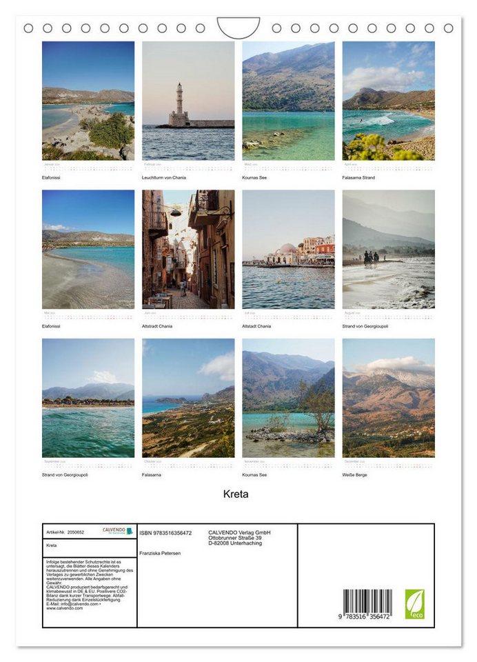 Thumbnail - CALVENDO Wandkalender Kreta (Wandkalender 2026 DIN A4 hoch), CALVENDO Monatskalender