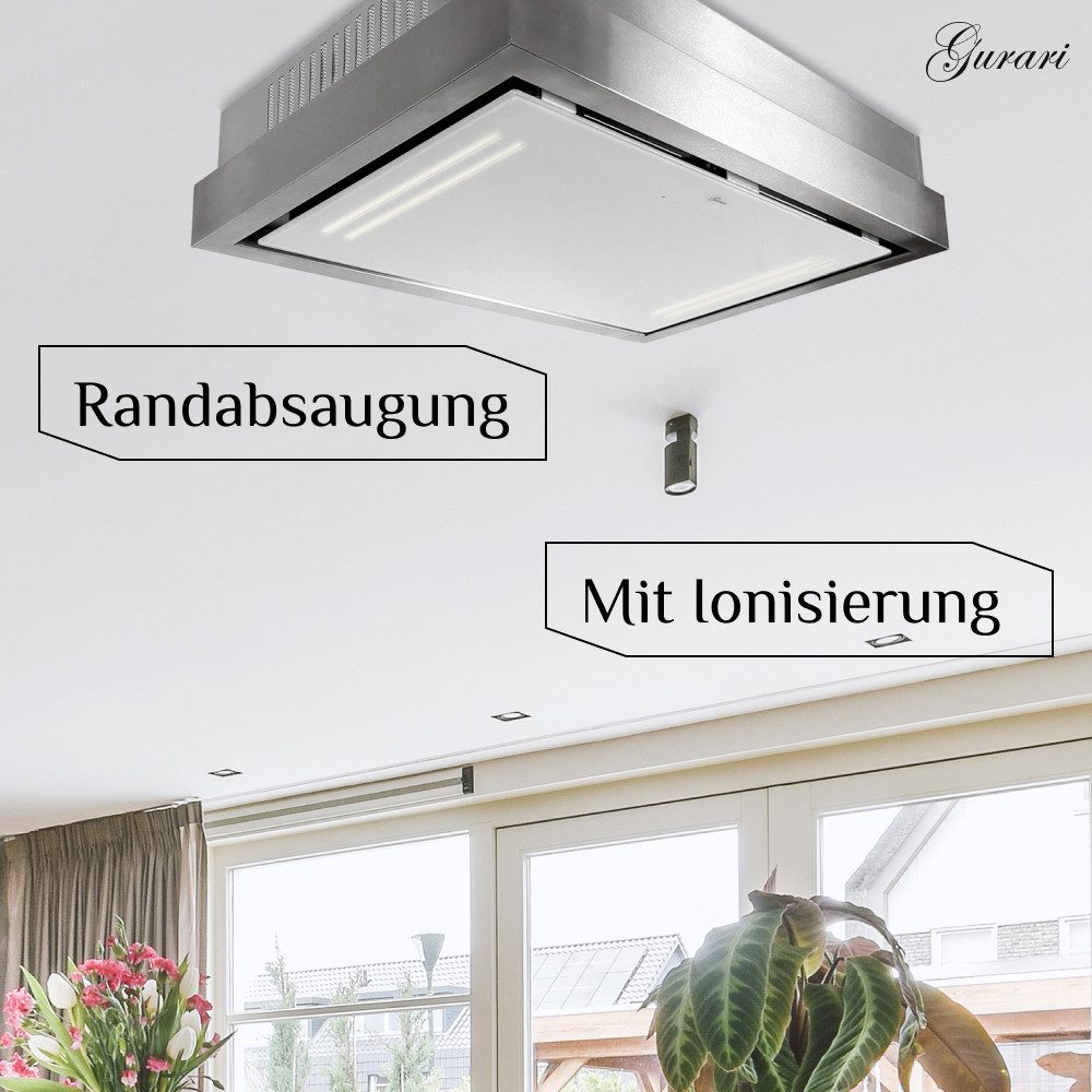 GURARI Deckenhaube GCH C 343 IS 90 WH PRIME. GCH C 343 IS 90 WH PRIME., Einbau Dunstabzugshaube 90cm/ Weiß Glas/ Edelstahl