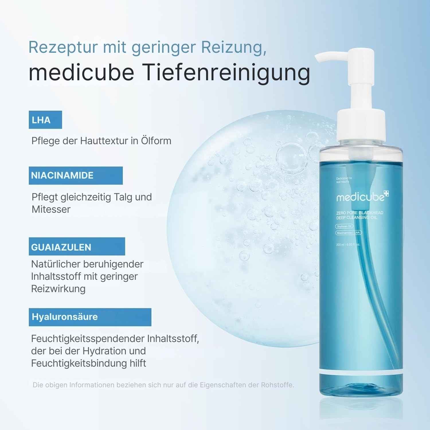 Medicube Gesichts-Reinigungsöl Zero Pore Blackhead Deep Cleansing Oil – Sanfte Oil-to-Milk Formel, gegen Mitesser, überschüssigen Talg und Makeup