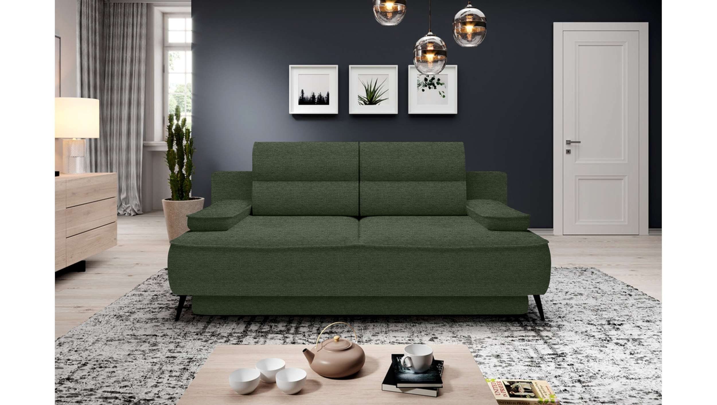 Velling, Modern Raum frei im Bettkasten, mit Bettfunktion Kissen, 2-Sitzer, und Stylefy 3-Sitzer stellbar, Sofa, Design inklusive