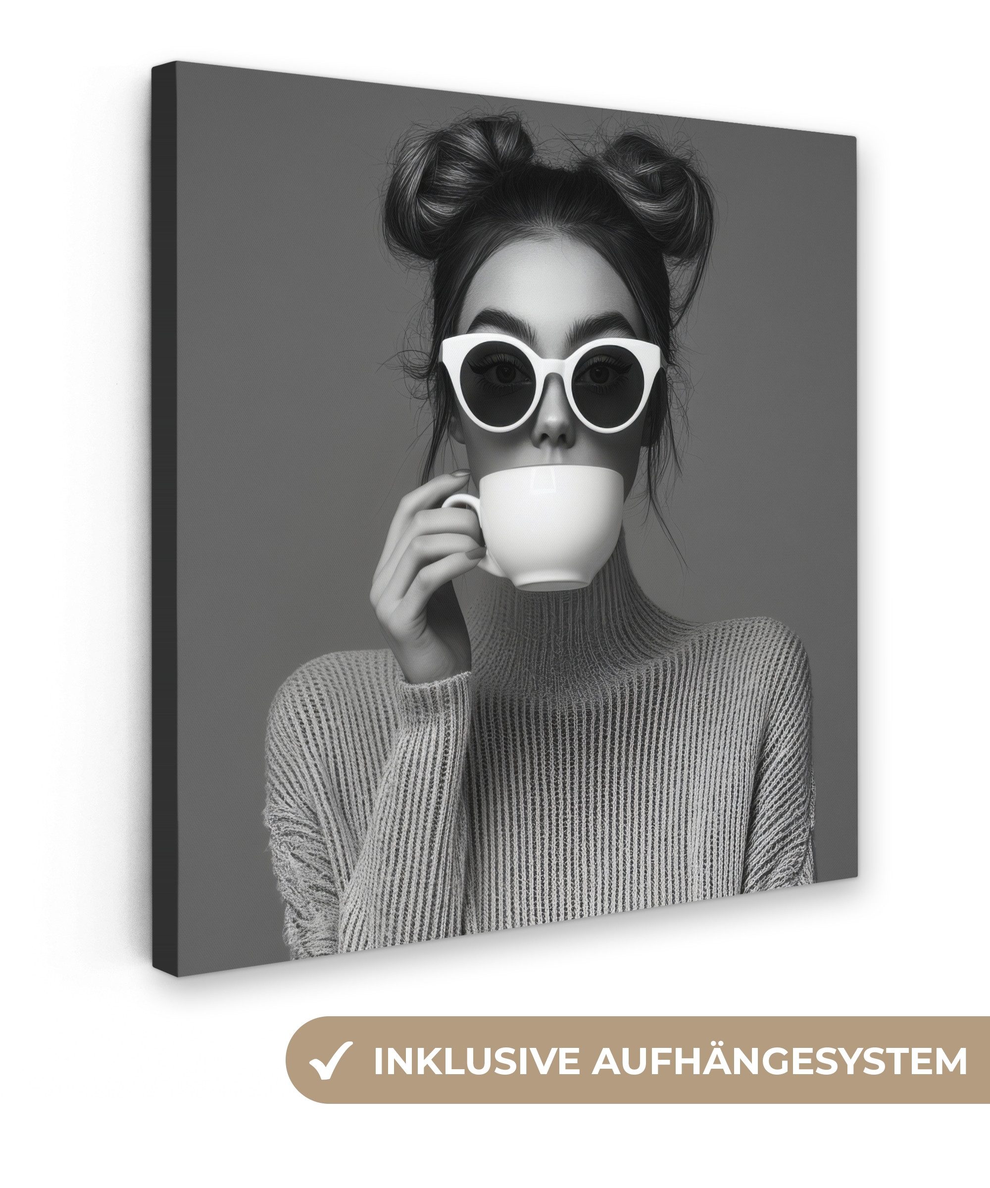 OneMillionCanvasses® Leinwandbild Frau - Kaffee - günstig online kaufen