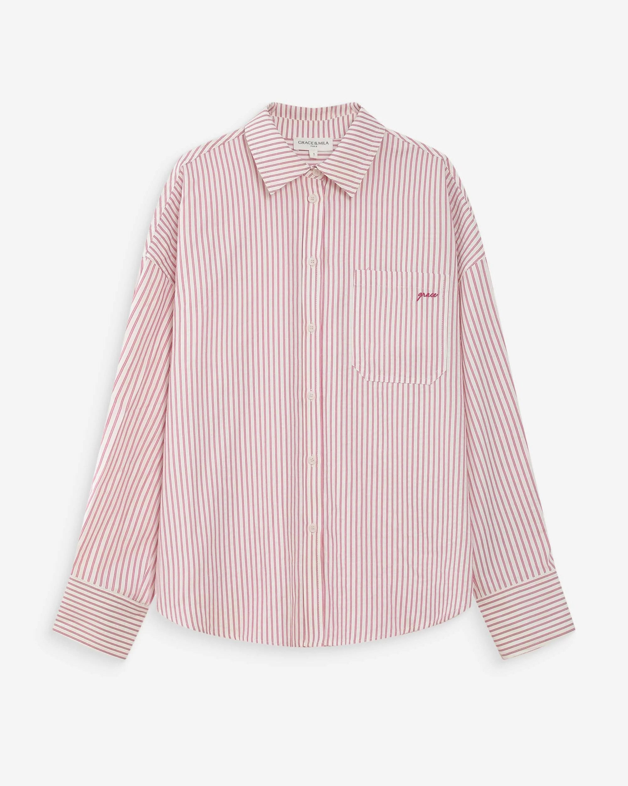 Grace & Mila Hemdbluse BLUSE RAYEE DROITE VIPERA - gestreifte Hemdkragenblu günstig online kaufen
