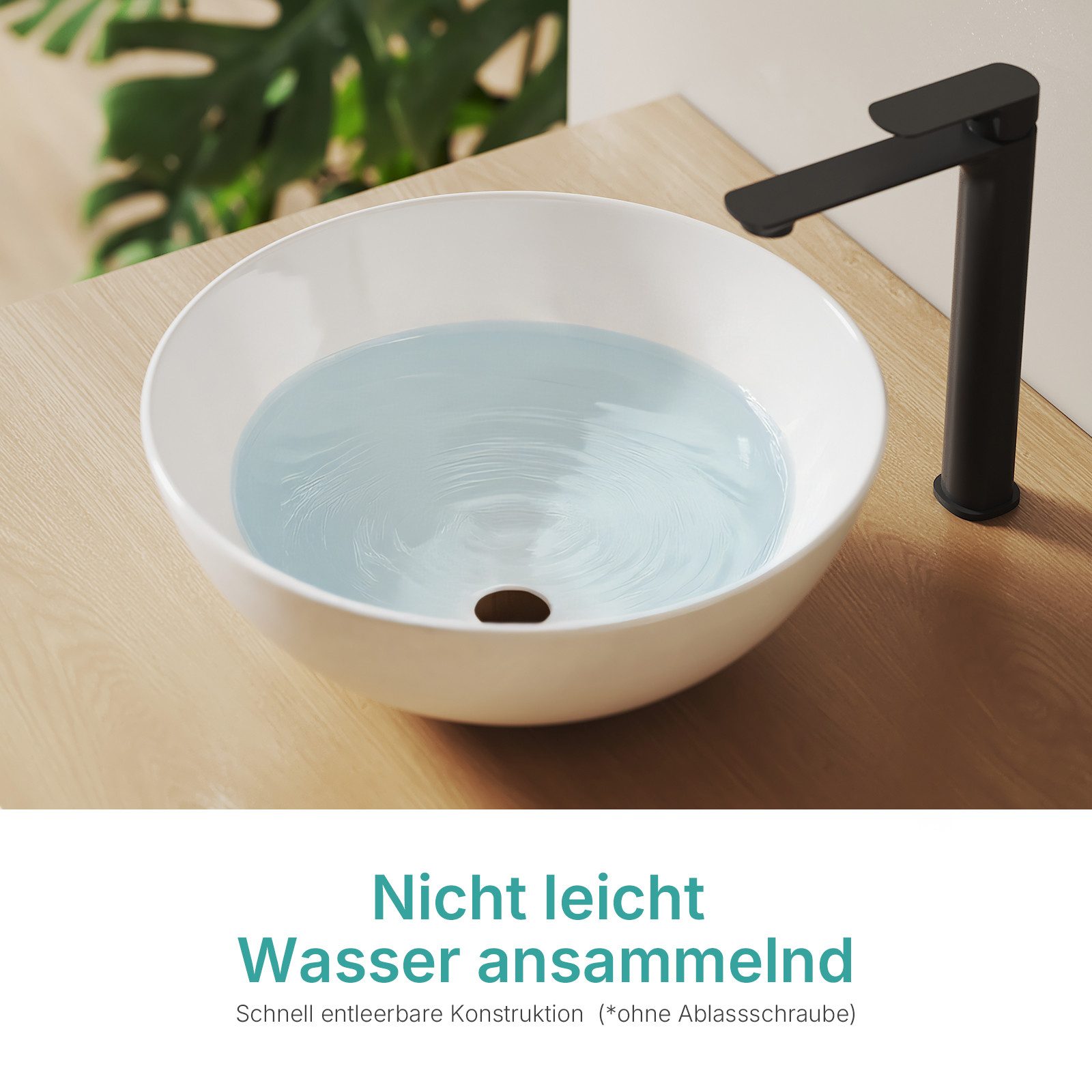 EMKE Aufsatzwaschbecken Rundes Aufsatzwaschbecken Ø41,5 cm – für kleine & mittlere Bäder