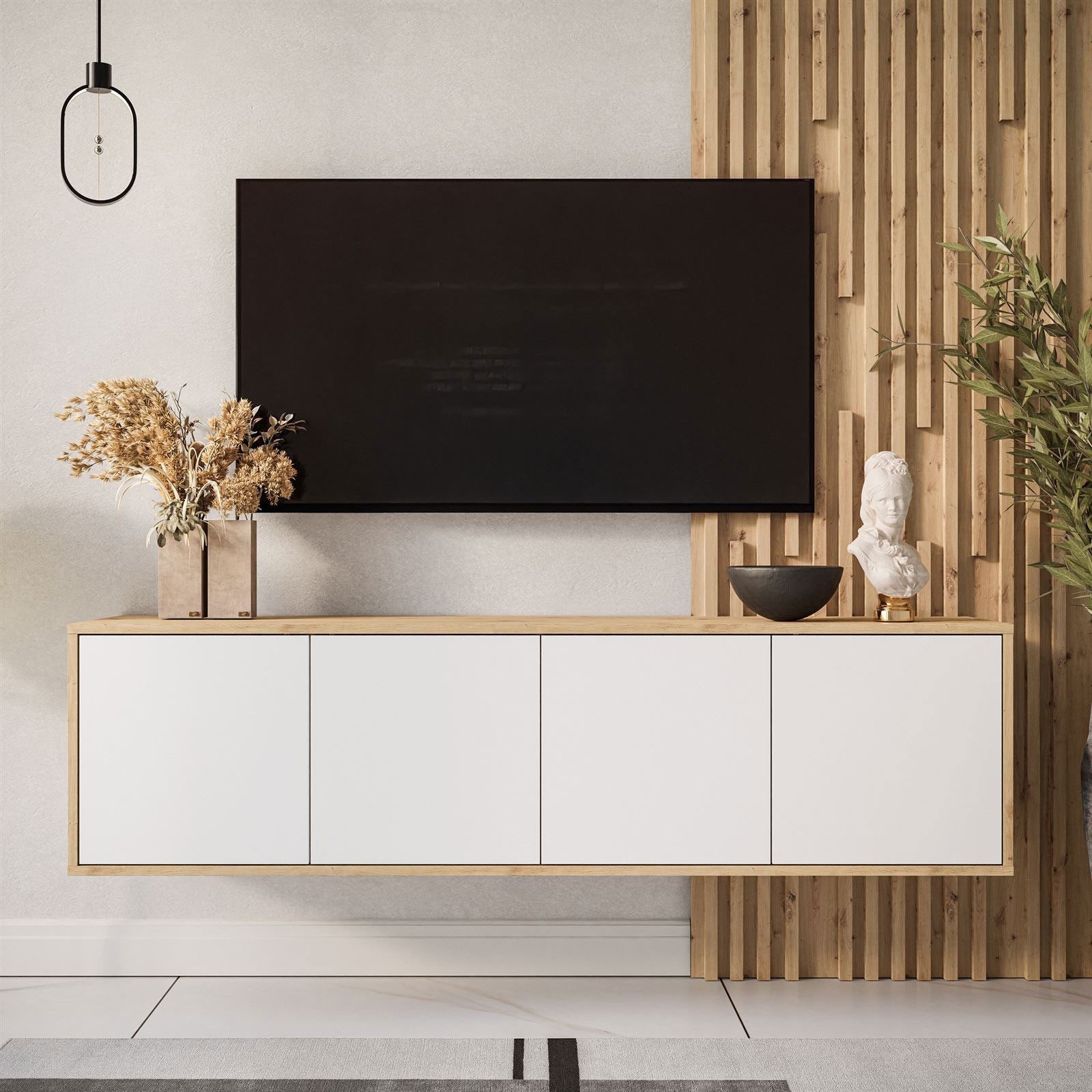 ALLHOUSE24 Lowboard MANDY Artisan Eiche - Wand & Standmontage, Fernsehtisch Modern (1x TV Schrank), Breite 156 cm