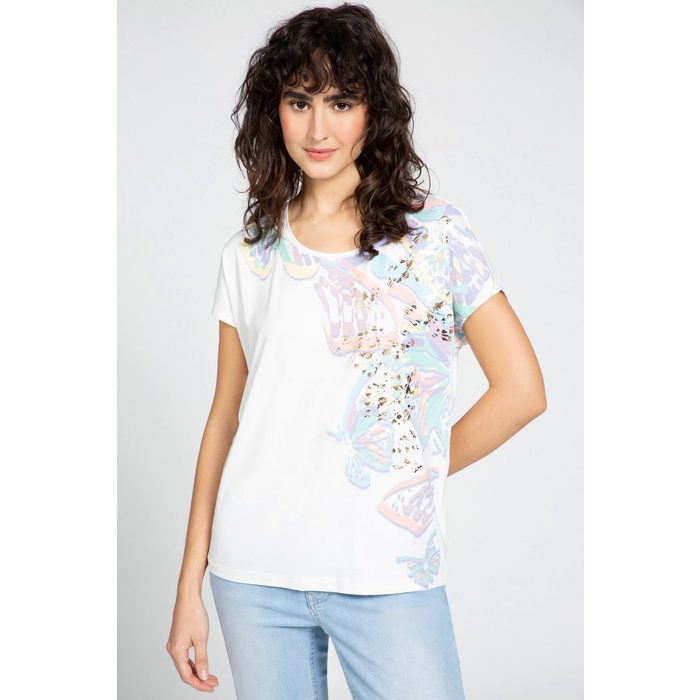 Gina Laura Rundhalsshirt T-Shirt Identity Schmetterling Rundhals Halbarm