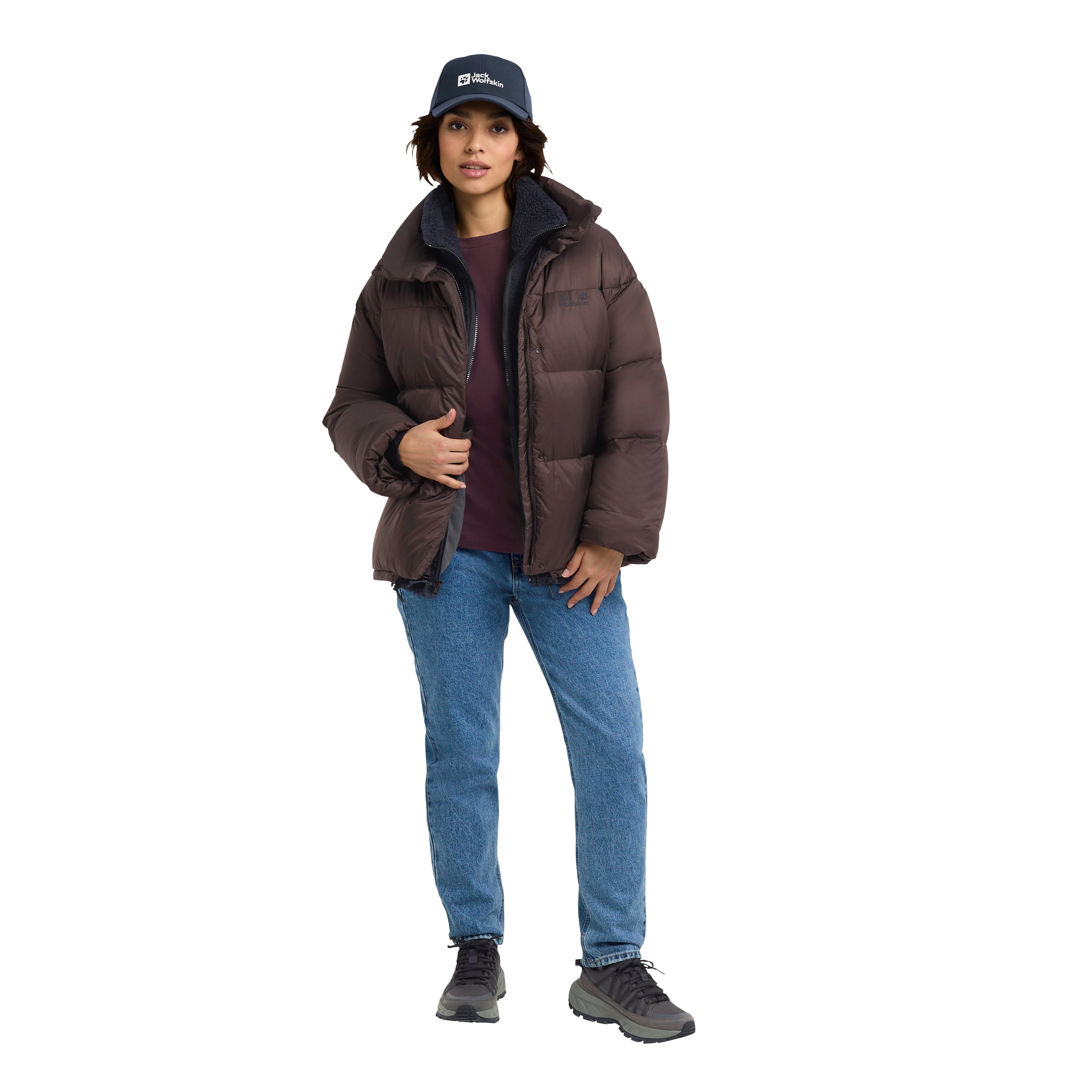 Jack Wolfskin Daunenjacke ICY HILL JKT W RDS mit verstellbarer Kapuze