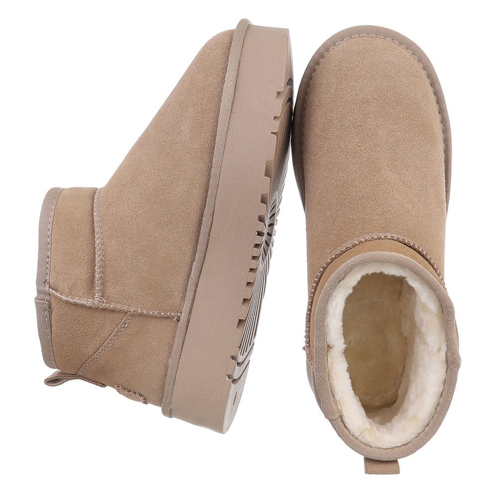 Ital-Design Stilvolle Damen-Lederschuhe für Freizeit und Alltag Snowboots (88519335) Flach Stiefeletten in Hellbraun