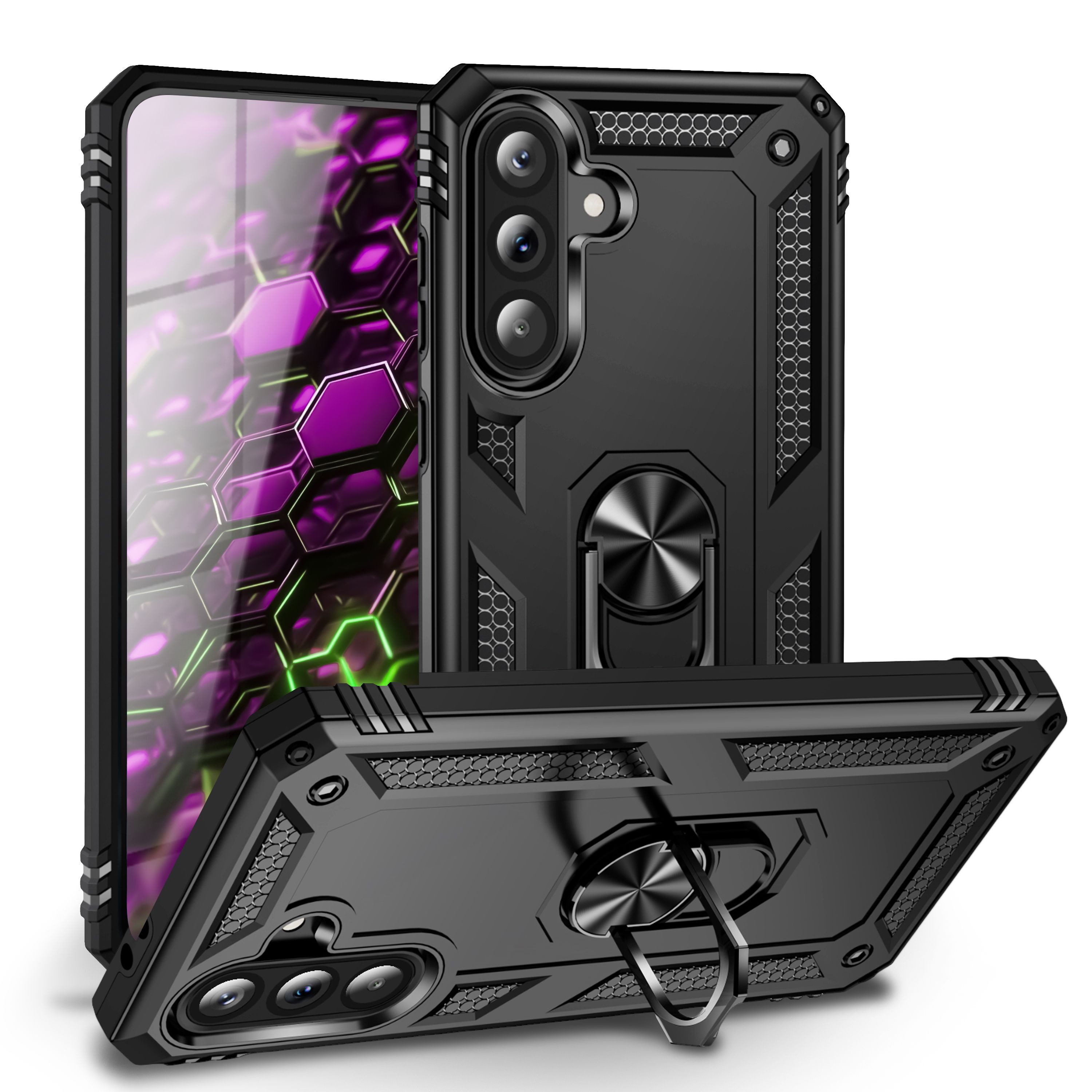 Nalia Smartphone-Hülle Samsung Galaxy A57 17 cm (6,7 Zoll), RINGDEFEND Case - Militär-Schutz, 360° Ring-Halter & Standfunktion