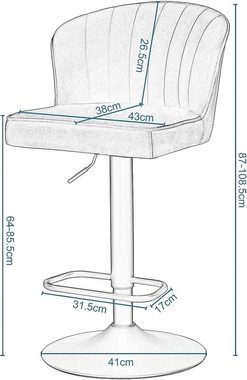 EUGAD Barhocker (1 St), Barstuhl mit Rückenlehne höhenverstellbar 360°drehbar