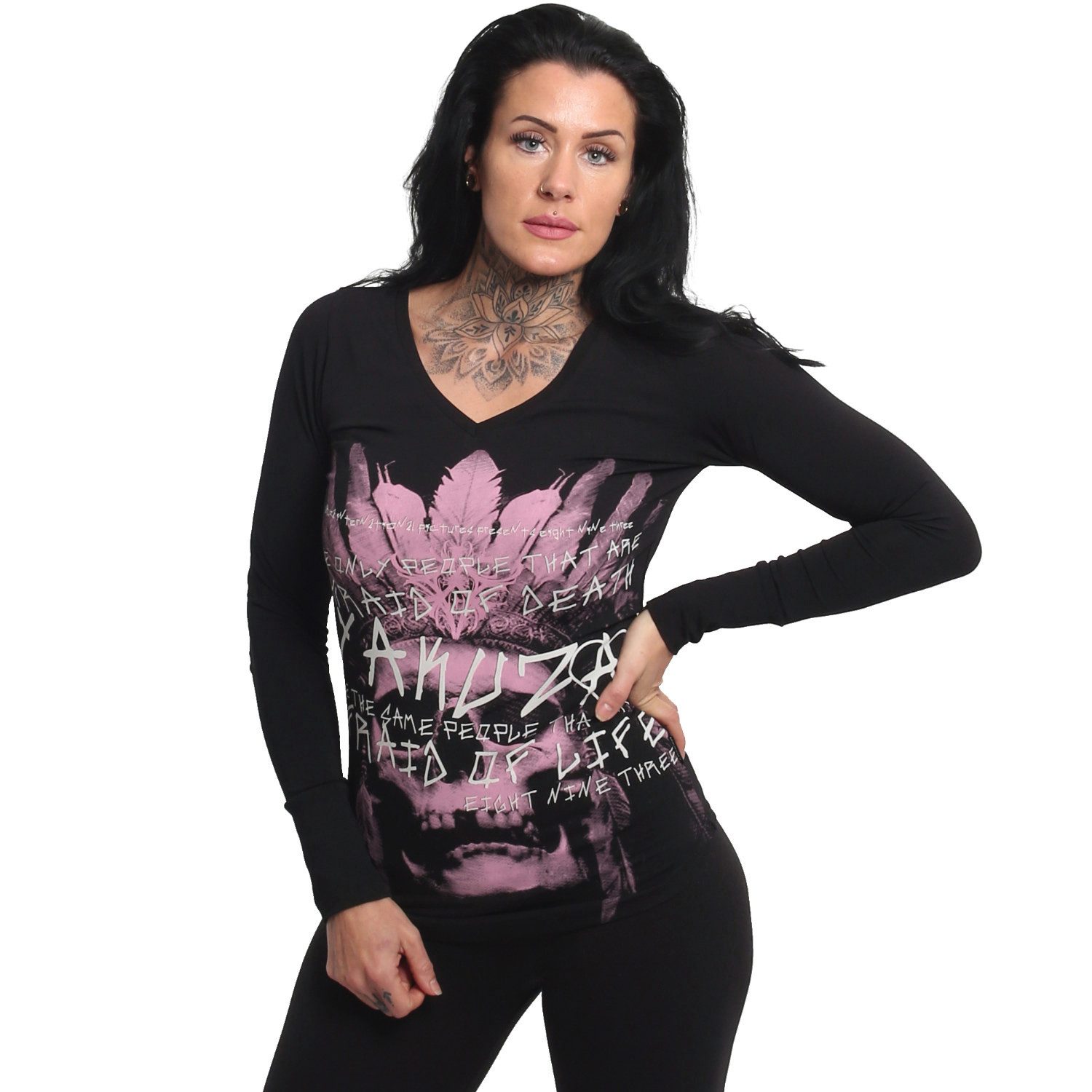 YAKUZA Langarmshirt Afraid mit schmaler Passform