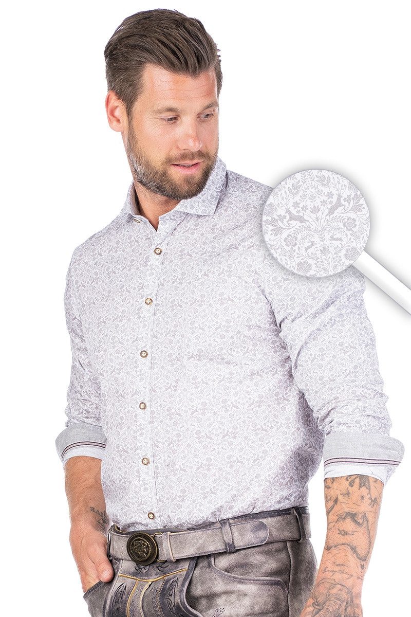 Hatico Trachtenhemd Trachtenhemd - RUPRECHT - grau
