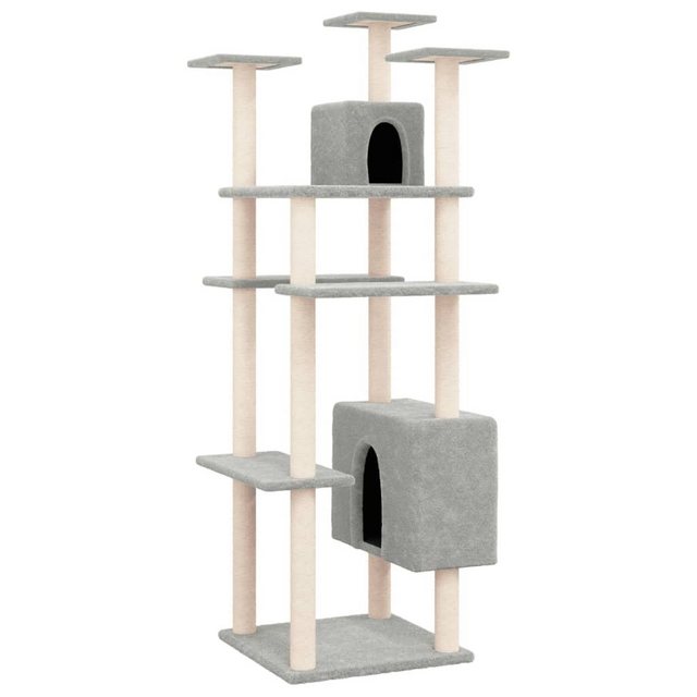 vidaXL Kratzbaum “Kratzbaum mit Sisal-Kratzsäulen Hellgrau 162 cm Katze Spielzeug Klettern”