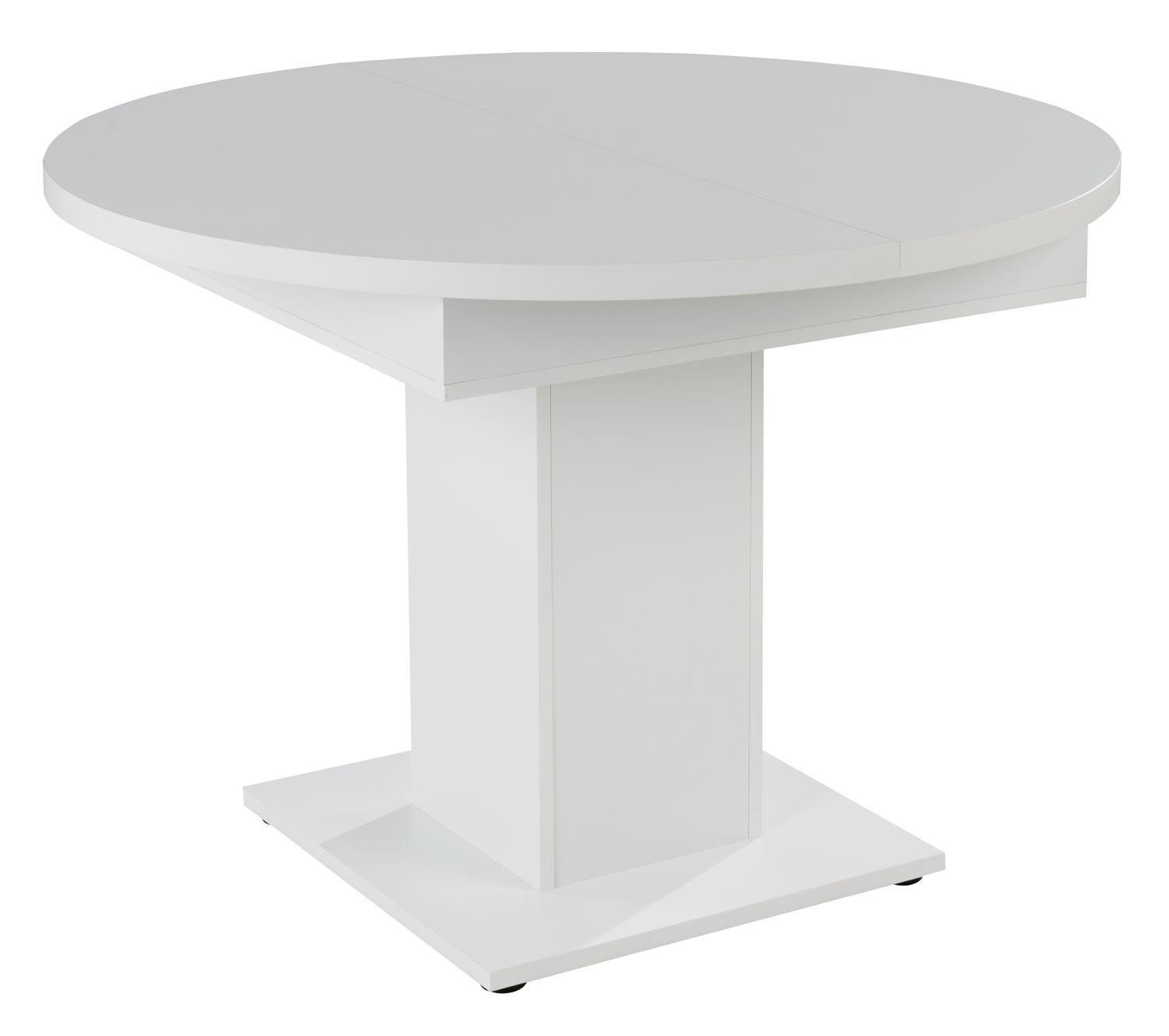 Mäusbacher Esstisch JONES, Ausziehbar, Ø 104 cm, Weiß matt, für bis zu 6 Pe günstig online kaufen