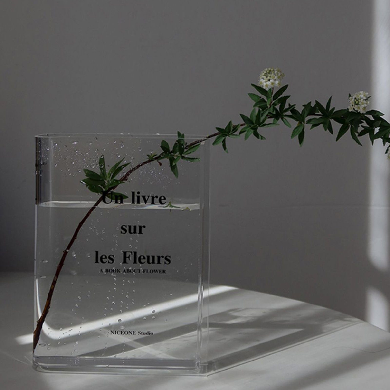 Blusmart Tischvase Einfache Vase transparent Modische, Acryl-Bücher-Blumenvase, weiß
