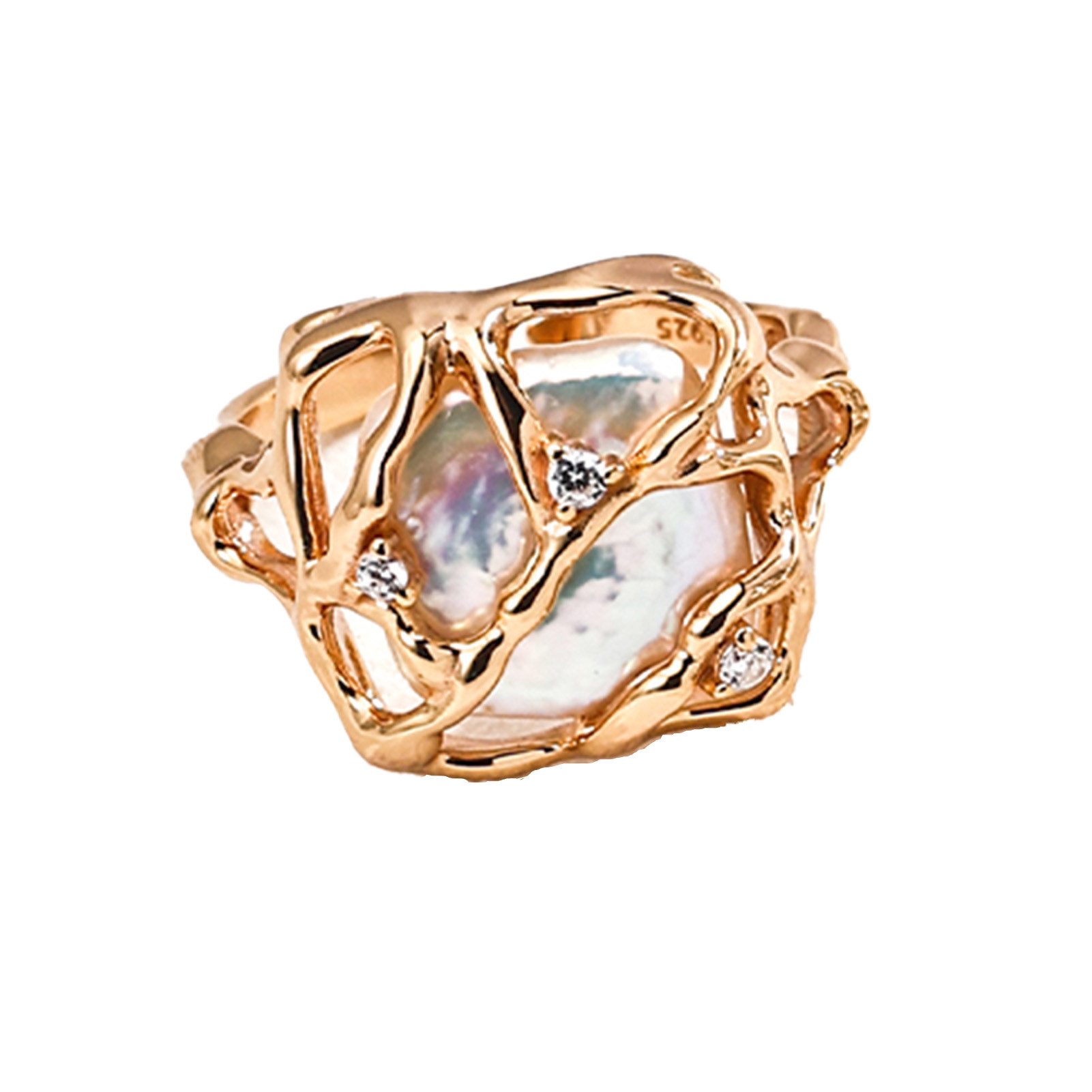 Jumpeak Silberring ring silber 925 damen,perlen ring,quadrat ring,18k ring vergoldet, 2 Farbe,ring damen,schwester geschenk,geschenkfürtochter,damengeschenk